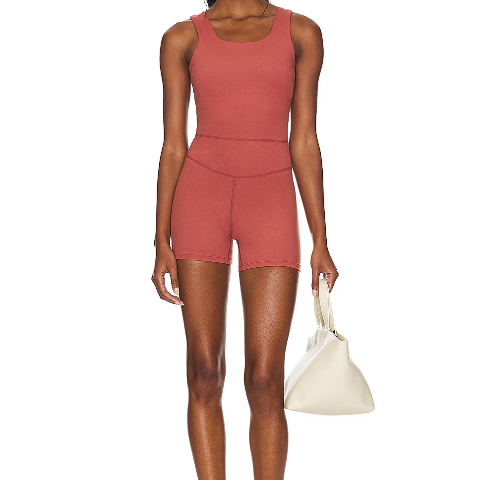 Varley Let's Move Bates Romper In Apple Butter